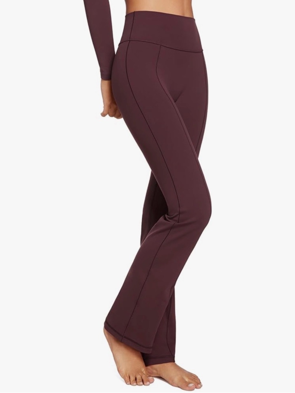 High-Waist Bootcut Active Pants in Deep Plum